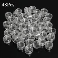 48Pcs Mini Plastic Bottle Set With Flip Lid Compact Storage Container For Nail Polish Cosmetic Jar Travel Salon Organizer