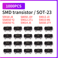 1000PCS SMD transist S8050 Y1 S8550 2TY SS8050 J3Y SS8550 Y2 S9012 2T1 S9013 J3 S9014 J6 S9015 M6 S9018 J8 Transistor SOT-23 SMD