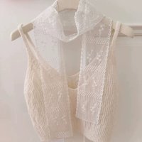 Y2k Women Narrow Long Scarf Solid Color Silk Black Bag Ribbon Headbands Choker Floral Lace Scarf