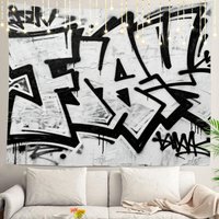 Graffiti Abstract Tags Wall Tapestry, Letters Without Meaning Hand Street Wall Hanging Large Tapestry Decoration Polyester Fiber