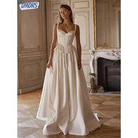 Classic Satin Sweetheart Neck Wedding Dresses Simple Spaghetti Straps Dress For Bride Floor-length Bridal Gown Vestido De Novia