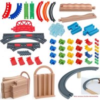All Kinds of Plastic Wooden Track Accessories Turntable Slope Lane Change Tracks fit for Brand Wooden Train Track Railway Toys
