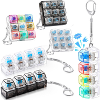 LED Keyboard Keychain 4/9 Keys Crystal Clicker Sensory Tool for Stress Relief Keyboard Keychain Fidget Gadget for Adults Kids