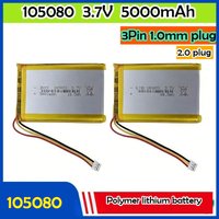 105080 3.7V 5000mAh 18.5Wh 3 Wires Thermistor Li-Polymer Li Battery JST 3Pin 2.0mm for DashCam GPS Ipod PAD Power Bank Tablet PC
