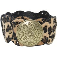 1 piece of women's leopard print small round cake, fashionable and versatile, hip-hop punk style, suitable for daily outings