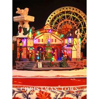 Large Winter Town Music Box, Music Box Carousel, Collection of Birthday Gifts, Christmas Gifts, Ice Rink Music Box