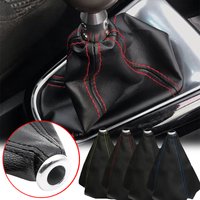 PU Leather Car Gear Shift Collar Universal Auto Interior Decoration Waterproof Dustproof Shift Boot Cover Red Yellow Blue Black