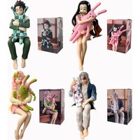 Hot In Stock Anime Demon Slayer Figure Kamado Nezuko Uzui Tengen Kamado Tanjirou Kanroji Mitsuri Sitting Posture PVC Toys Gifts