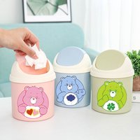 Kawaii Care Bears Trash Can Fashion Kitchen Bathroom Mini Garbage Bin Desktop Organizer Container Plastic Wastepaper Basket Gift