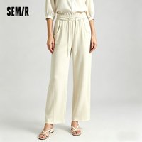 Semir Casual Pants Women Checkered Texture Loose Saber-shaped Pants 2025 New Summer Black Wide-leg Pants Slimming for Daily Wear