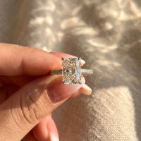 925 Sterling Silver Simple and Elegant Rectangle Cut Rings for Women Luxury Engagement Wedding Accessories Hot Sale Jewelry