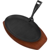 1 Set 8 Inch Cast Iron Grill Plate Cast Iron Griddle Pan For Steak Fajita Sizzling Platter Oven Stovetop Bbq Cooking Kitchen