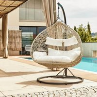 Balcony Furniture Outdoor Waterproof and Sunproof Egg Shape Rattan Modern Double Patio Polyester Rocking Swing Chair