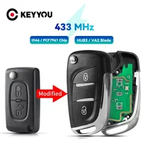 Modified 2/3 Buttons Filp Remote Key 433MHz ASK FSK For Citroen C1 C2 C3 C4 Berlingo Picasso Peugeot 207CC 307CC 407 ID46 Chip