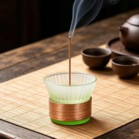 Glass Incense Holder Metal Gourd-shaped Incense Stick Holder with Glass Ash Catcher Incense Burner for Meditation Yoga Spa