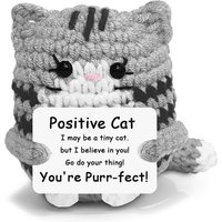 Positive Crochet Cat Mini Animal Emotional Cheer Up Support Gift Funny Crochet Mini Handmade Cat for ChrismasTeen Festival Gifts