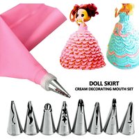 7/10Pcs Skirt Lace Cake Decorating Tips Tool With Cream Bag Stainless Steel Pastry Icing Piping Nozzles Confectionery DIY Bake