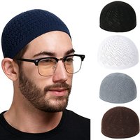 2026 New Turkey Beanie Hat Muslim Men Kufi Turban Cap Islamic Prayer Stretchy Knitted Bonnets Ramadan Eid Headwraps Arabic Man