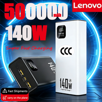 Lenovo 500000mAh Power Bank 140W PD 22.5W Large Capacity Portable Super Fast Charging Battery Charger For iPhone Samsung Huawei