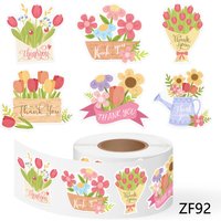 500pcs Floral Thank You Stickers Roll Spring Flower Bouquets Wildflower Adhesive Labels for Small Business Packaging Envelope