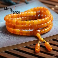 Vintage Natural Amber Old Beeswax Barrel Beads Beaded Necklace Multi-Layer 108 Unisex Retro Charm Sweater Chain Popular Jewelry