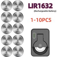 1-10PCS LIR1632 3.6V Lithium Rechargeable Button Coin Cell Battery Can Replace CR1632 DL1632 for Watches