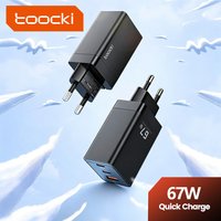 Toocki 67W GaN Charger USB C Charger Quick Charging Phone Charger For iPhone 17 16 15 ProMacBook Samsung Huawei Laptops Chargers
