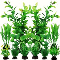10pcs Vibrant Green Artificial Water Grass Decorations for Fish Tanks - Realistic PVC Aquatic Plants with Diverse Leaf Types