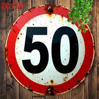 Vintage 50th Birthday Metal Wall Sign 8x8 Inch Red Pre-Drilled Holes Home Bar Cafe Decor