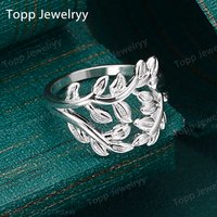 Charming 925 Sterling Silver Delicate Leaf Women's Ring, Fashionable Wedding Gift, Party Accessory