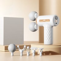 Dual head portable fascia gun with 6 massage heads and 5 levels of force