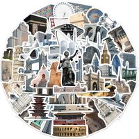 65PCS World Famous Architecture Tourism Graffiti Stickers For Laptop Luggage Phone Scrapbook Decal