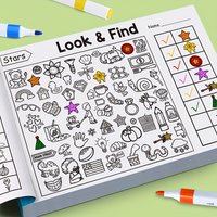 Children's Interactive Hide-And-Seek Book - Observation and Search Activity Book, with Visual Search Exercises, Focus Games, Classroom Activities, Back-To-School Supplies, Easter and Christmas Gifts,