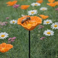 Creative Portable Bee Water Feeder Resin Flower Drinking Fountain Holder Bee Watering Station Bird Waterer Bird Supplies