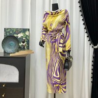 2026 New Wave Abstract Design Long Dress Spring Summer New Product Long Sleeve Printed Back Opening High Waist Women Dress H790