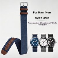 Black Khaki Army Genuine Leather Nylon Strap 20mm 22mm Universal Weave Canvas Sport Pin Buckle Watch Band Bracelet for Hamilton