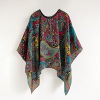 2025 New 110Cm Square Shawls Summer Beach Sexy Women Fashion Print Silk Smock Blouse Sunscreen Comfortable Poncho Casual Outdoor