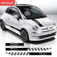 Car Hood Sticker Auto DIY Decal Set Body Door Side Skirt Stripes Racing Sport Decals Vinyl Film Styling For Fiat 500
