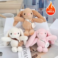 14cm Long-eared Rabbit Plush Toy Hanging Ornament Cute Keychain Stuffed Animal Machine Bag Backpack Hanging Decor