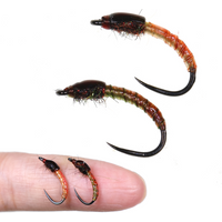 5pcs/8pcs #10 Realistic Mealworm Fly Barbless Fish Hook Caddis Larvae Fly Fishing Flies Trout Perch Catfish Fishing Lure Baits