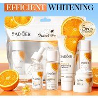 SADOER Vitamin C Skin Care Sets Facial Cleanser Toner Face Cream Serum Lotion Whitening Moisturizing Face Travel Size Skin Care