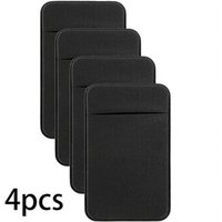 4 Pack Slim Cell Phone Card Holder Pocket for Back of Phone, Stretchy Lycra Stick on Credit Card Wallet Pocket ID Case Pouch Sel