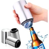Stainless Steel Automatic Beer Bottle Opener No Bend Push Down Cap - Easy Open for Beer and Soda Glass Bottles Kitchen Opener