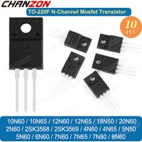 10Pcs TO-220F 20N60 6N60 7N65 4N60 10N60 2N60 8N60 12N60 18N50 7N60 5N60 4N65 12N65 10N65 5N50 N-Channel Mosfet 600V Transistor