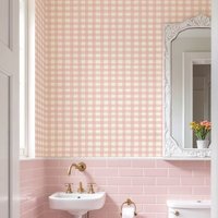 Small Pink Checkered Squares Self Adhesive PVC Wallpaper Warm Living Room Peel and Stick Wall Stickers Pink TV Background