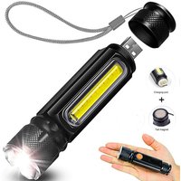 USB T6 Starke Licht LED Aufladbare Taschenlampe Magnetische Taschenlampe Lanter Zoombare Taschenlampe COB Zoom Highlight Außen Beleuchtung