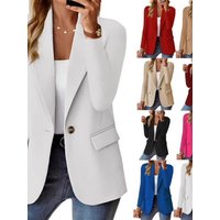Elegant Pure Color Long Sleeve Open Cardigan Women's Fashion Outerwear Versatile Color Small Suit for Ladies
