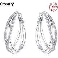 925 Sterling Silver Curve Weaving Large Circle Series Earring Jewelry Versatile Hoop Earrings For Women Jewelry Fine Gifts