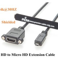 Screw Panel Mount HDMI 1.4 Female to Micro HDMI Male Extension Cable 4K@30Hz HDMI Type D Cable for Raspberry Pi, Camera, Monitor