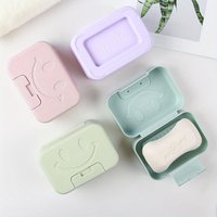 1pc Soap Dish Non-punch Household Cute Soap Dish with Lid, Expression Detail Soap Dish Container for Home Bathroom Travel